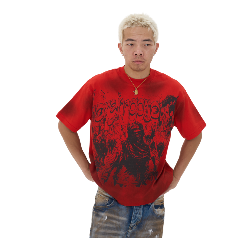 Gray&Red Defend Peace T-Shirt